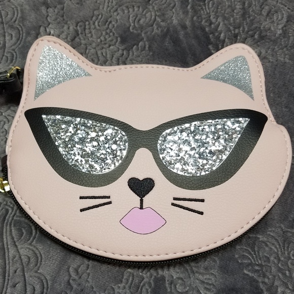 Betsey Johnson Handbags - Betsey Pink Pin Up Kitty 🐱 GLITTER purse